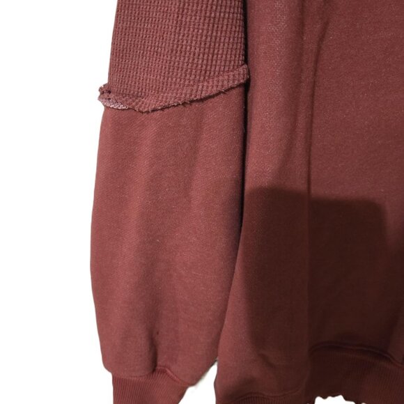 Womens long sleeve Burgundy Sweater small exposed seam unfinished look - Picture 2 of 6